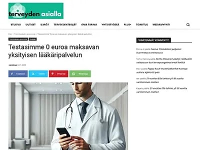Testasimme 0 euroa maksavan yksityisen lääkäripalvelun