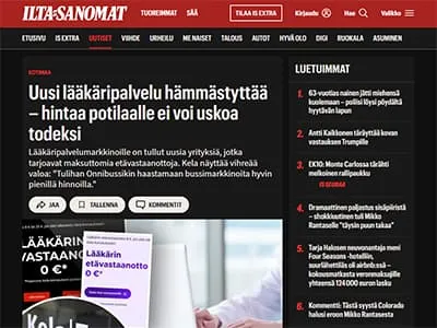 Uusi lääkäripalvelu hämmästyttää – hintaa potilaalle ei voi uskoa todeksi